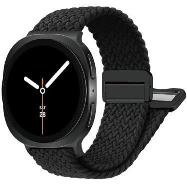Imagem de BXUXOHS Pulseiras magnéticas de nylon para Samsung Galaxy Watch 8/Galaxy Watch 8 Classic; pulseira esportiva de tecido elástico trançado sem lacunas para Galaxy Watch 8/8 Classic de 40 mm, 44 mm, 46