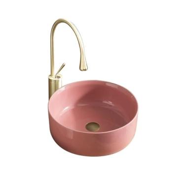 Imagem de YANIR-137 Lavatório de banheiro pia pia pia pequena bancada lavatório de mão pia de pátio bancada pia de banheiro simples redondo pátio lavatório lavatório acima do balcão pia de vaidade