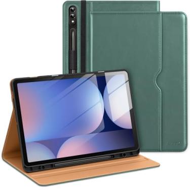 Imagem de DTTO Capa para Samsung Galaxy Tab S10 Plus 2024 / S9 Plus / S9 FE Plus 12,4 polegadas 2023, capa fólio de couro premium com suporte para caneta S e alça de mão para Galaxy Tab S10+/S9+/S9 FE+, verde