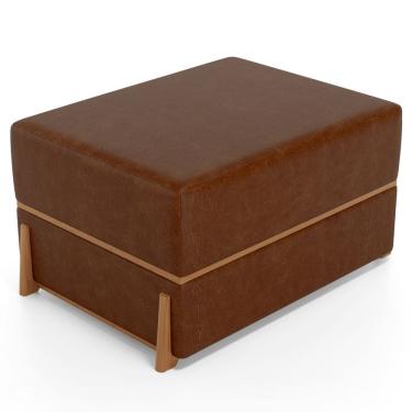 Imagem de Puff Decorativo Retangular Para Sala de Estar Domus L02 Couríssimo Marrom - Lyam Decor