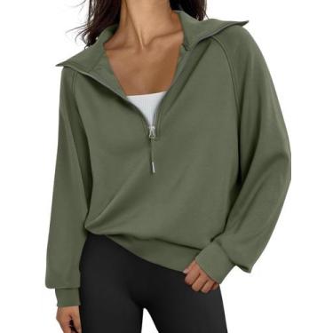 Imagem de Moletom Trendy Queen Oversize com meio zíper, verde exército, S