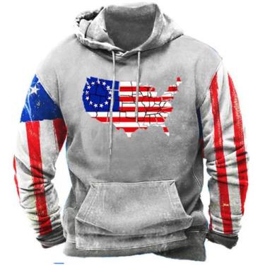 Imagem de Moletons com estampa da bandeira americana ZOCAVIA para homens e menin