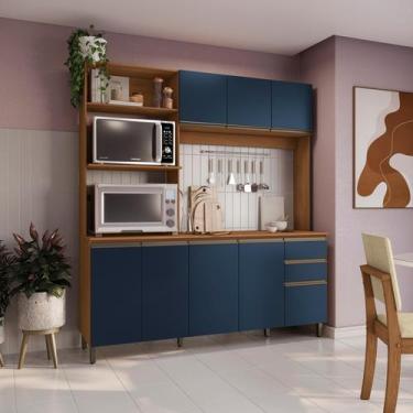 Imagem de Cozinha Compacta Luna Kappesberg 3 Peças Canela/Azul Profundo 192,5cm