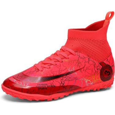 Imagem de Tênis de futebol masculinos de futebol com pontas longas, couro e borr