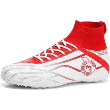 Imagem de Tênis de futebol masculinos de futebol com pontas longas, couro e borr