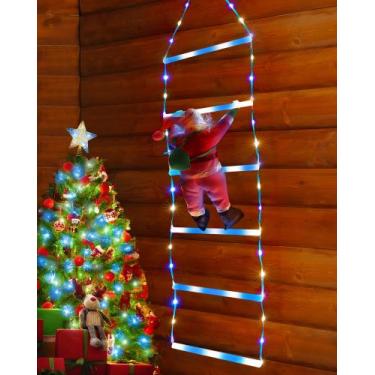 Imagem de Luz de Natal Toodour LED de 0,76 m com Papai Noel branco e azul