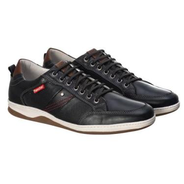 Imagem de Sapatênis Ranster Masculino Couro Legitimo Petróleo Conforto, Solado L