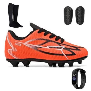 Imagem de Kit Chuteira Infantil Macia de Trava + Meião + Caneleira e Relógio Dig