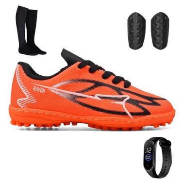 Imagem de Kit de Chuteira Infantil Society Leve + Meião + Caneleira e Relógio pa