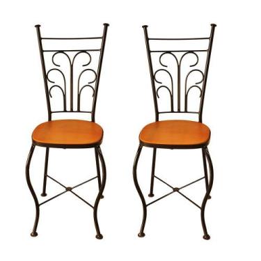 Imagem de Cadeira de Jantar Para Mesa de chá Conjunto com 2 Estilo Industrial Ru