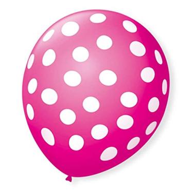 Imagem de BALAO SAO ROQUE 9 TEMA BOLINHA C/25 ROSA SHOCK/BRANCO