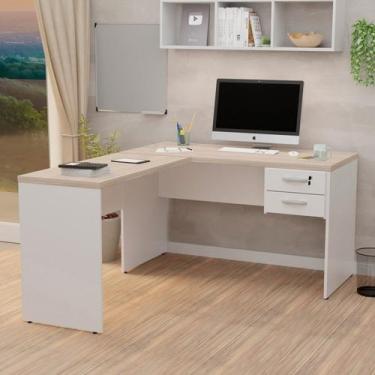 Imagem de Escrivaninha Mesa Escritório em L 120x150cm com Gaveta Tampo 3cm - Net