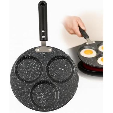 Imagem de Frigideira Antiaderente com 3 Divisórias, Preta, para Ovos, 23cm
