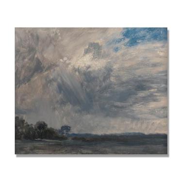 Imagem de NHLDZYH Arte de parede John Constable, (céu nublado), pôster de pinturas famosas, decoração de parede com impressão de imagem retrô romantismo. Apenas tela 60 x 72 cm - 23,6 x 28,3 pol