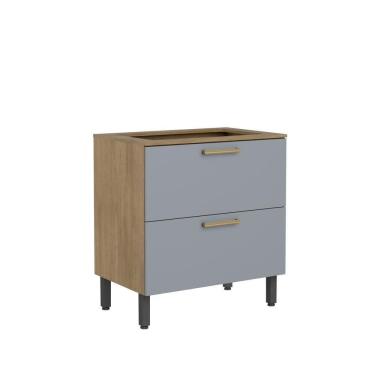 Imagem de Balcão Para Cooktop 1 Porta 1 Gavetão Grey Sky Axé Bertolini Cinza/carvalho