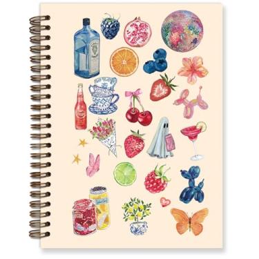 Imagem de TFKFJLF Caderno universitário fantasma bonito preppy Y2K, caderno de composição fofo, material escolar, caderno espiral fofo para mulheres, caderno espiral pautado para faculdade (fantasma) 14 x 21 cm