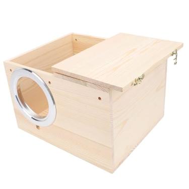 Imagem de Asixxsix Caixa de nidificação para periquitos, caixa de criação de pássaros em madeira maciça, fácil de instalar, ideal para calopsitas, agapornis, periquitos e canários.
