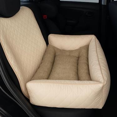 Imagem de Protetor impermeável para assento de carro para animais de estimação com colchão macio e impermeável. (Avelã liso)