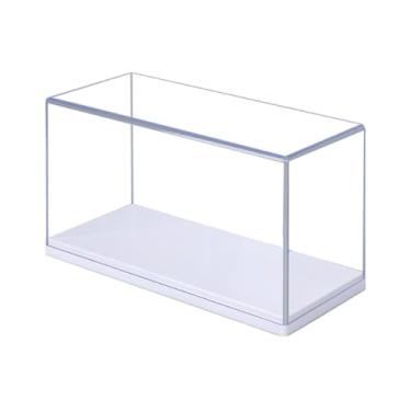 Imagem de YIJU Vitrine transparente para miniaturas de carros, escala 1:43, para mesa, com base branca, caixa de armazenamento para figuras, carrinhos de brinquedo e