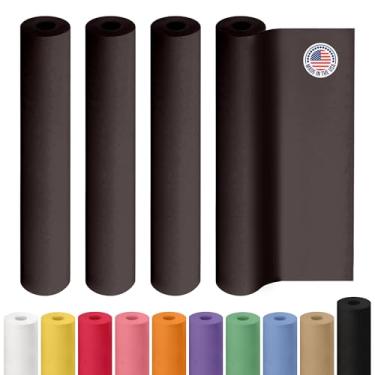 Imagem de Rolo de papel kraft preto feito nos EUA 45,7 cm x 7,620 cm (76,2 m), 13,6 kg de espessura, pacote com 4 - para arte, faça você mesmo, embalagem, embalagem, artesanato, mudança, envio - Papel kraft