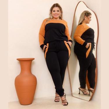 Imagem de Conjunto Inverno Blusa Manga Longa E Calça Joguer Plus Size - Rosana F