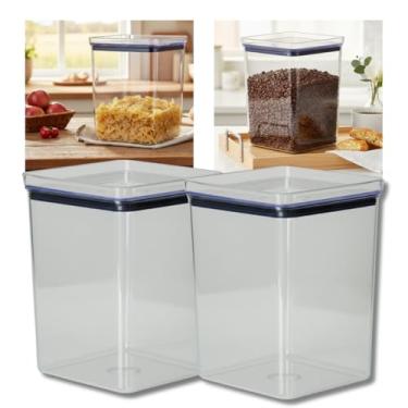 Imagem de Kit com 2 Potes Hermético 3.335ml Lumini Paramount – Tampa Preta ou Transparente | Pote Quadrado 15x15 para Cereais, Grãos, Farinhas e Mantimentos (TRANSPARENTE)