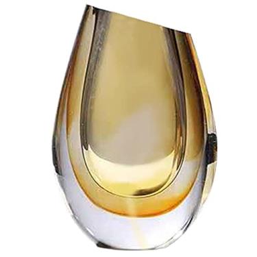 Imagem de YYBOES Vaso de vidro para decoração de vaso de flores, arranjo de flores de esmalte colorido simples e moderno, sala de estar, ornamentos criativos de artesanato floral, vidro transparente, calha de