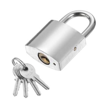 Imagem de PATIKIL Trava resistente de 20 mm, 1 cadeado de liga de aço de alta segurança com 4 chaves para janela de porta de armazenamento de contêiner de transporte de armazém (H: 35 mm