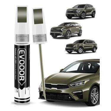 Imagem de EVOOOR Tinta de retoque compatível com Kia Exact Match 2 em 1 tinta de retoque para reparo de lascas e cortes (verde selva (JUG))