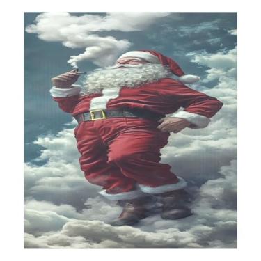 Imagem de STAYTOP The Melancholic Santa Claus Smoking capa magnética para máquina de lavar louça, 58 x 66 cm, capa decorativa de geladeira para porta frontal, adesivo magnético, máquina de lavar, painel de