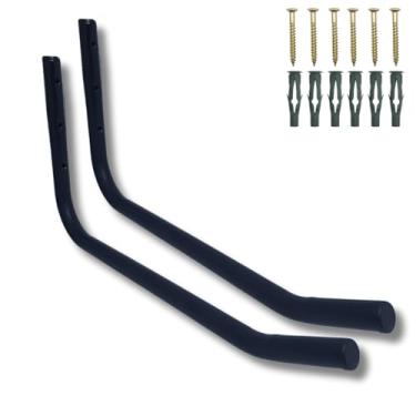 Imagem de Par Suporte Multiuso Fixação De Parede Mangueira Bike Cadeira Estilo Moderno Aço Gancho (Preto)