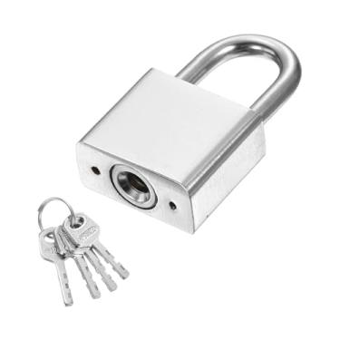 Imagem de PATIKIL Trava resistente de 30 mm, 1 cadeado de liga de aço de alta segurança com 4 chaves para janela de porta de armazenamento de contêiner de transporte de armazém (H: 50,5 mm