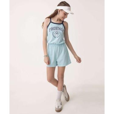 Imagem de Macaquinho Juvenil Estampa Frontal Marisa Tam 10 a 16-71152, Azul, 14