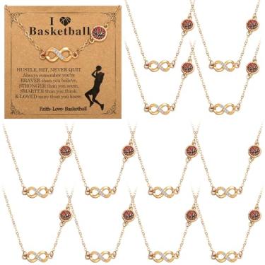 Imagem de Quelay Conjunto de 12 colares de basquete para presente feminino, colar infinito, time esportivo, 2026, acessórios para presente de noite de idosos, joias de Natal, Metal, Sem Pedra Preciosa