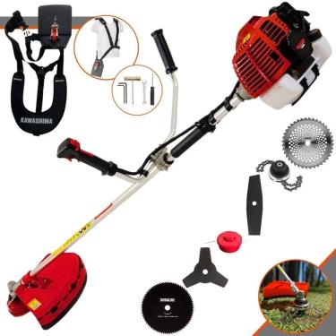 Imagem de Roçadeira Profissional Lateral Kawashima Kw52l À Gasolina 52c 2,5hp + Faca 2 Pontas 330mm + Faca 40 Dentes 255mm + Faca