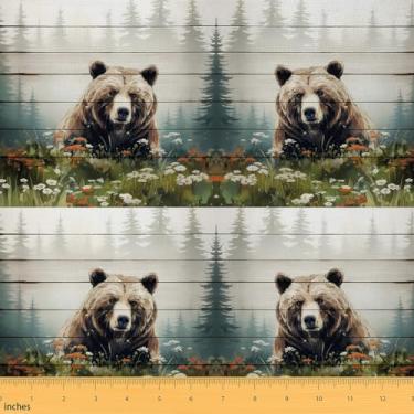 Imagem de Feelyou Tecido de urso marrom por The Yard Farmhouse Tecido de estofamento de animais selvagens natureza urso à prova d'água decoração interna e externa para projetos de artesanato de costura DIY 1