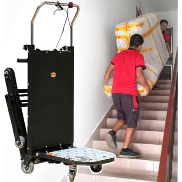 Imagem de Carrinho De Mão Elétrico Para Escadas - Dobrável Com Função Giratória E Esteiras De Borracha Para Subida/descida Fácil Escadas, Motor 2980w Carga Máxima 500kg Para Movimento Objetos Pesados