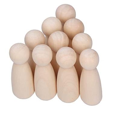Imagem de Ymiko 10 Peças Figuras Em Branco de Madeira para Crianças, Bonecas de Pintura de Arte e Artesanato DIY, Brinquedos Criativos de Graffiti para Crianças (fantoche feminino)
