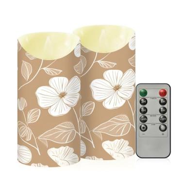 Imagem de Wassud Velas sem chama de flores brancas com controle remoto, velas realistas cintilantes com temporizador, velas decorativas para Natal, casamento, festa, decoração de casa média