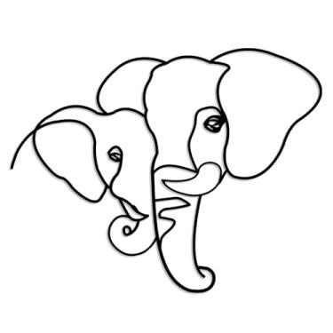 Imagem de Vineland Decoração de parede de elefante de metal, decoração de parede preta, 16,5 x 12,9 polegadas, decoração de casa moderna