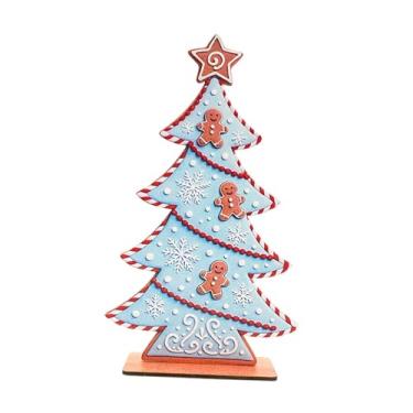 Imagem de Esquirla Árvore de Natal de Mesa, Enfeite de Mesa, Placa de Madeira, Decoração de Natal para Lareira, Casa, Festa, Prateleira, Sala de Estar, Azul