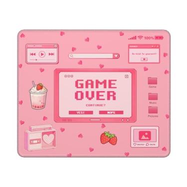 Imagem de Mouse pad rosa para jogos 30,5 x 25,4 cm, acessórios de mesa, antiderrapante, mouse pad fofo, tapete de mouse para meninas, decoração de quarto de jogos (jogo rosa P)