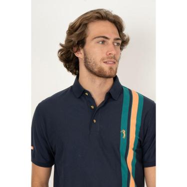 Imagem de Camisa Polo Aleatory Listrada Dublin Marinho-Masculino