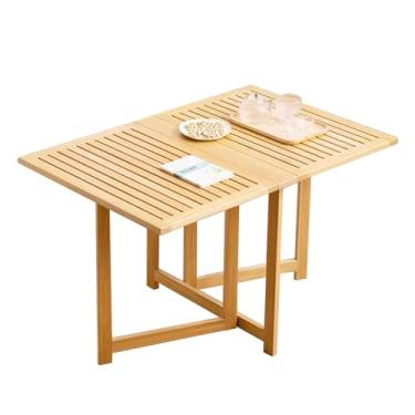 Imagem de Mesa de jantar dobrável, mesa de jantar com economia de espaço, mesa utilitária portátil dobrável ao meio, mesa de estudo para espaços pequenos, para acampamento, quintal, pátio, festa interna (120 cm