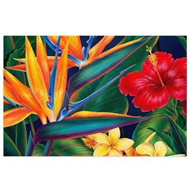 Imagem de FFAFSS Tapete de banho floral pássaro tropical paraíso Havaí capacho de banheiro antiderrapante tapete de banho absorvente tapete de banho tapete de microfibra macia de espuma de memória para banheira