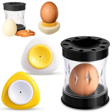 Imagem de Conjunto de descascador de ovos com 3 peças, descascador de ovos cozidos, ferramenta para descascar ovos cozidos, adequado para chefs de família, entusiastas de cozinha e profissionais ocupados