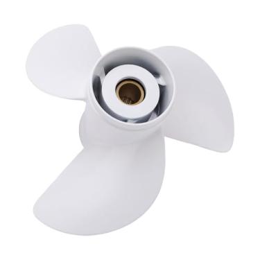 Imagem de Jiawu Hélice de popa de alumínio de 3 pás, 13 1/2x15K, 15 dentes estriados, rotação para a direita, para motores de popa 50 60 70 75 80 85 90 100 115 130 h p