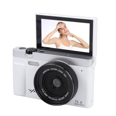 Imagem de Fockety Câmera Digital 4K para Fotografia, Tela Giratória da Câmera Vlogging 4K 75MP 18X Zoom, Função de Embelezamento WiFi Sem Espelho Apontar e Disparar para Iniciantes (Branco)