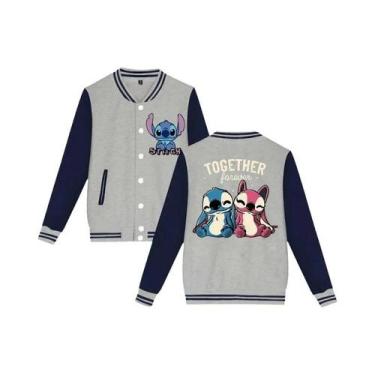 Imagem de Jaqueta De Moletom Unissex Infantil Y2K Disney Stitch Estilo Baseball 