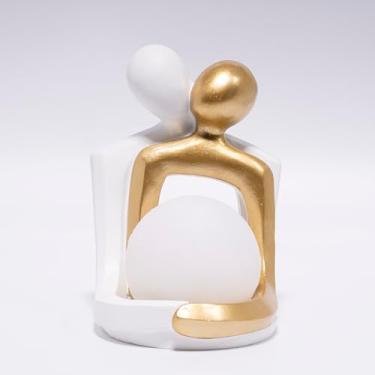 Imagem de Hodao Abstract Couple Statue Lamp, Resin Figurine with Built-in Light, Indoor Home Decor for Bedroom Living Room, Unique Gift for Wedding Anniversary, Art Ornament Decoration